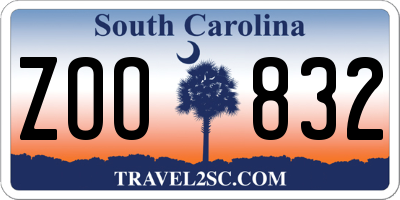 SC license plate ZOO832
