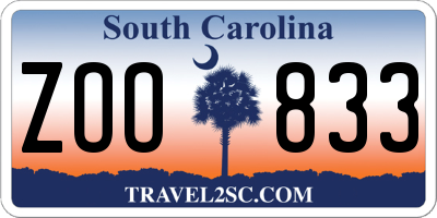 SC license plate ZOO833