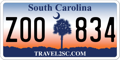 SC license plate ZOO834