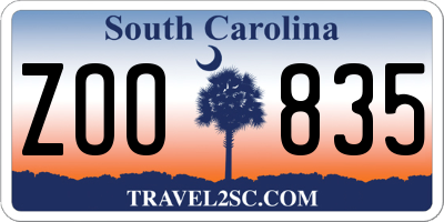 SC license plate ZOO835