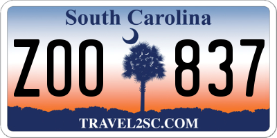 SC license plate ZOO837