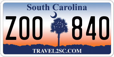 SC license plate ZOO840