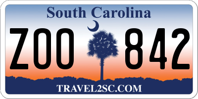 SC license plate ZOO842
