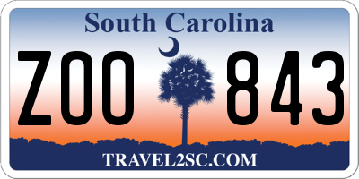 SC license plate ZOO843