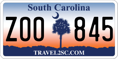 SC license plate ZOO845