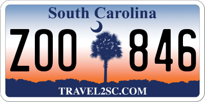 SC license plate ZOO846