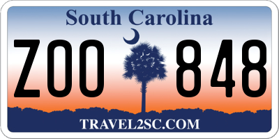 SC license plate ZOO848