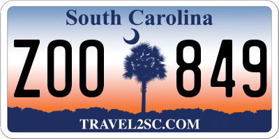 SC license plate ZOO849