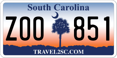 SC license plate ZOO851