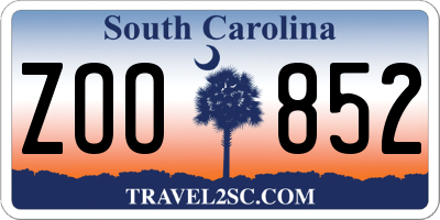 SC license plate ZOO852