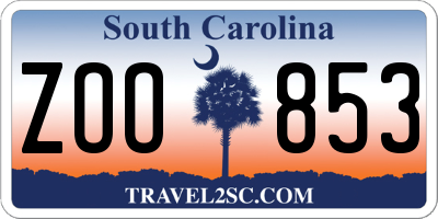 SC license plate ZOO853