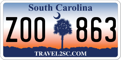 SC license plate ZOO863