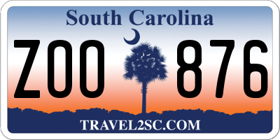 SC license plate ZOO876