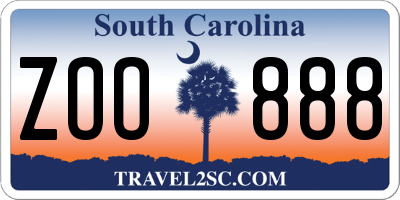 SC license plate ZOO888