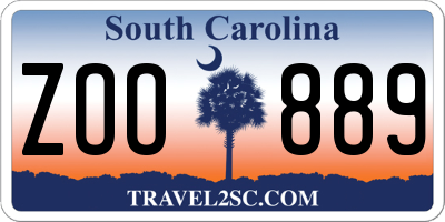 SC license plate ZOO889