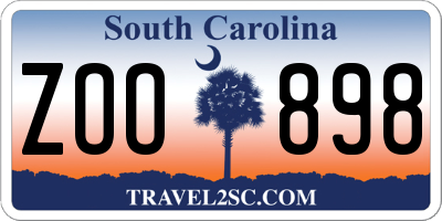 SC license plate ZOO898