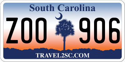 SC license plate ZOO906