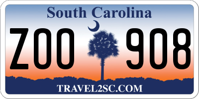 SC license plate ZOO908