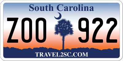 SC license plate ZOO922