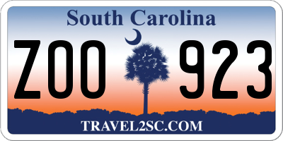 SC license plate ZOO923