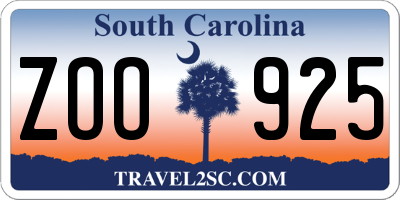 SC license plate ZOO925