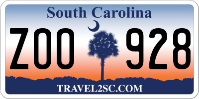 SC license plate ZOO928