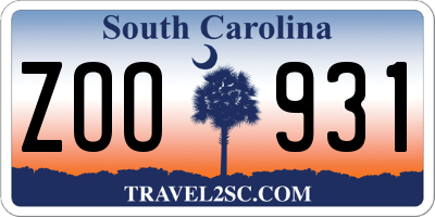 SC license plate ZOO931