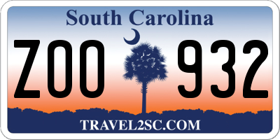 SC license plate ZOO932