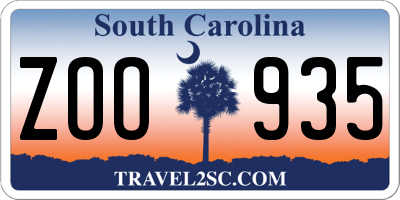SC license plate ZOO935