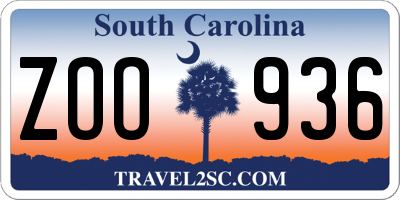 SC license plate ZOO936