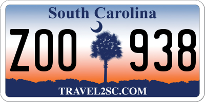 SC license plate ZOO938