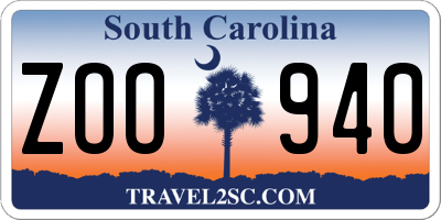 SC license plate ZOO940