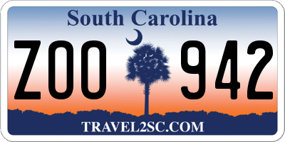SC license plate ZOO942