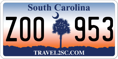 SC license plate ZOO953
