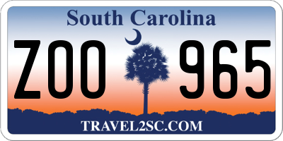SC license plate ZOO965