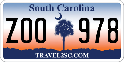 SC license plate ZOO978