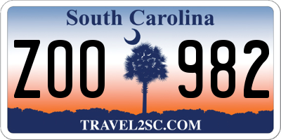 SC license plate ZOO982