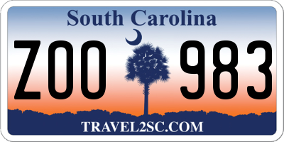 SC license plate ZOO983