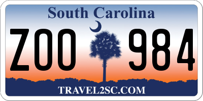 SC license plate ZOO984