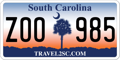 SC license plate ZOO985
