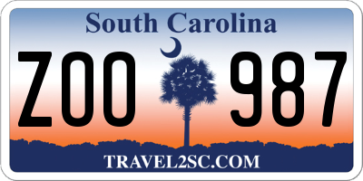 SC license plate ZOO987