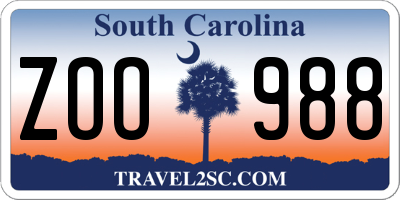 SC license plate ZOO988