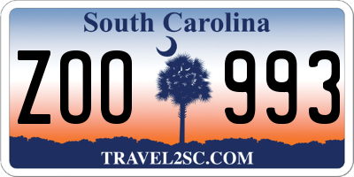 SC license plate ZOO993