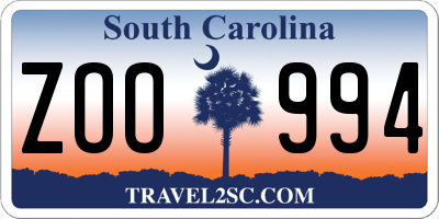 SC license plate ZOO994