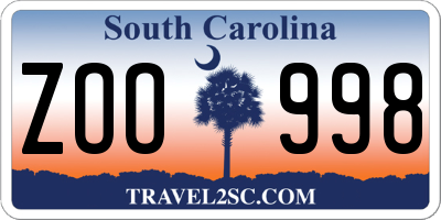 SC license plate ZOO998