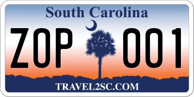 SC license plate ZOP001