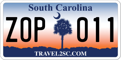SC license plate ZOP011