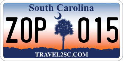 SC license plate ZOP015