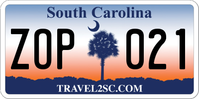 SC license plate ZOP021