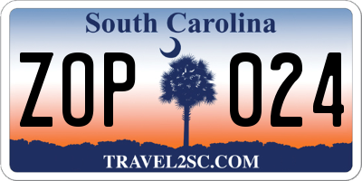 SC license plate ZOP024